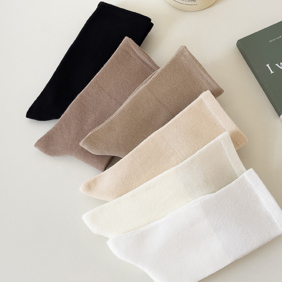 6 Pairs Ribbed Mid Tube Socks Breathable & Comfy Women's Stockings