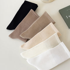 6 Pairs Ribbed Mid Tube Socks Breathable & Comfy Women's Stockings
