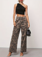 Women's Plus Camo High Rise Cargo Trousers