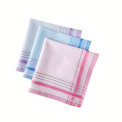 3pcs Striped Printed Satin Pocket Square Towel