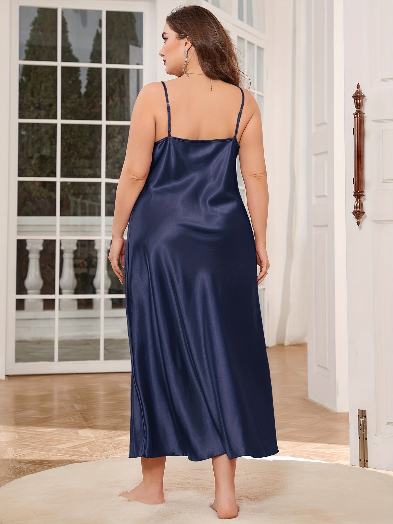  Luxe Satin Cowl Neck Cami Maxi Nightgown