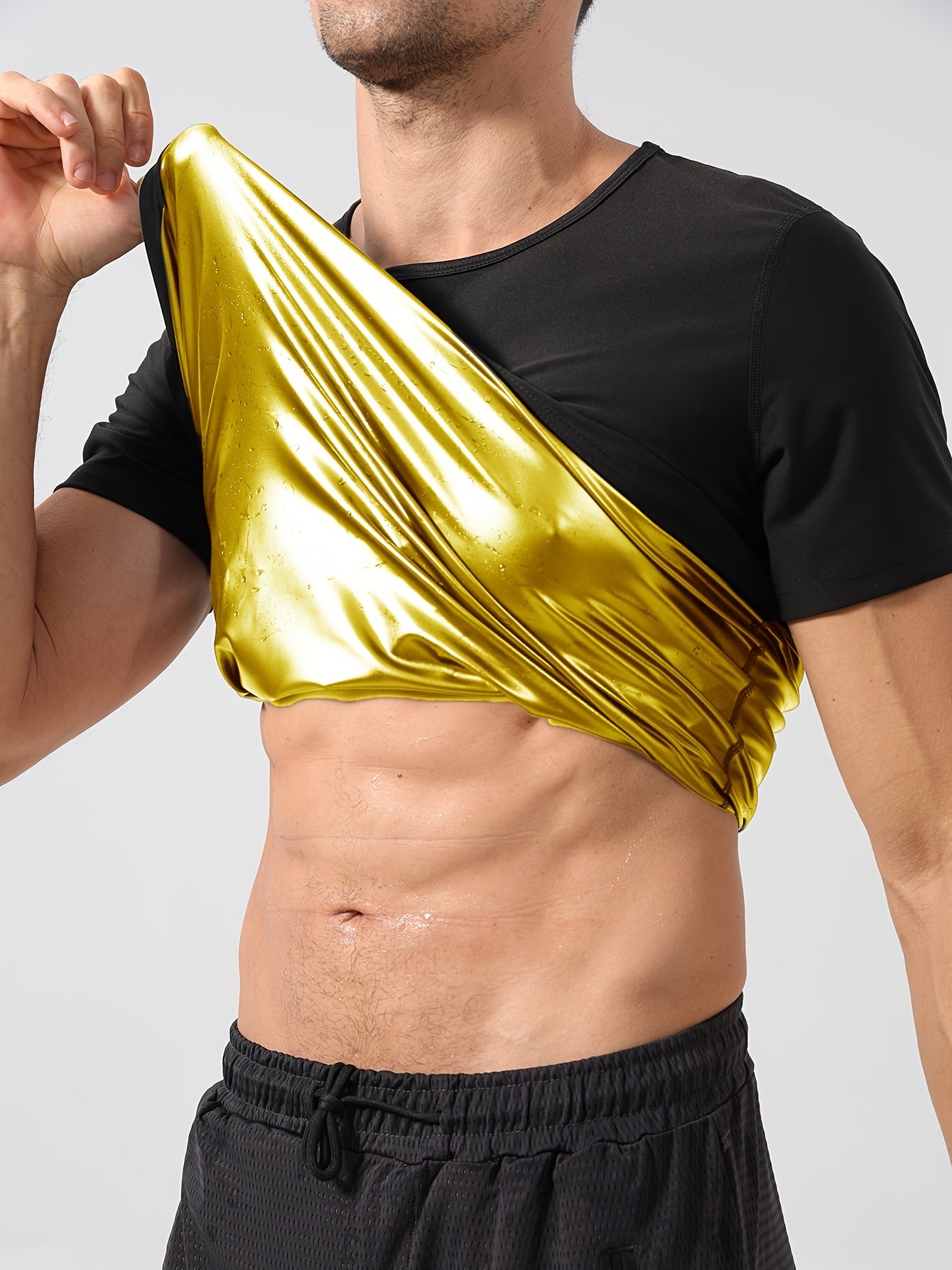Men's Sauna Shirt Short Sleeve Weight Loss Sweat Body Shaper Sauna Top