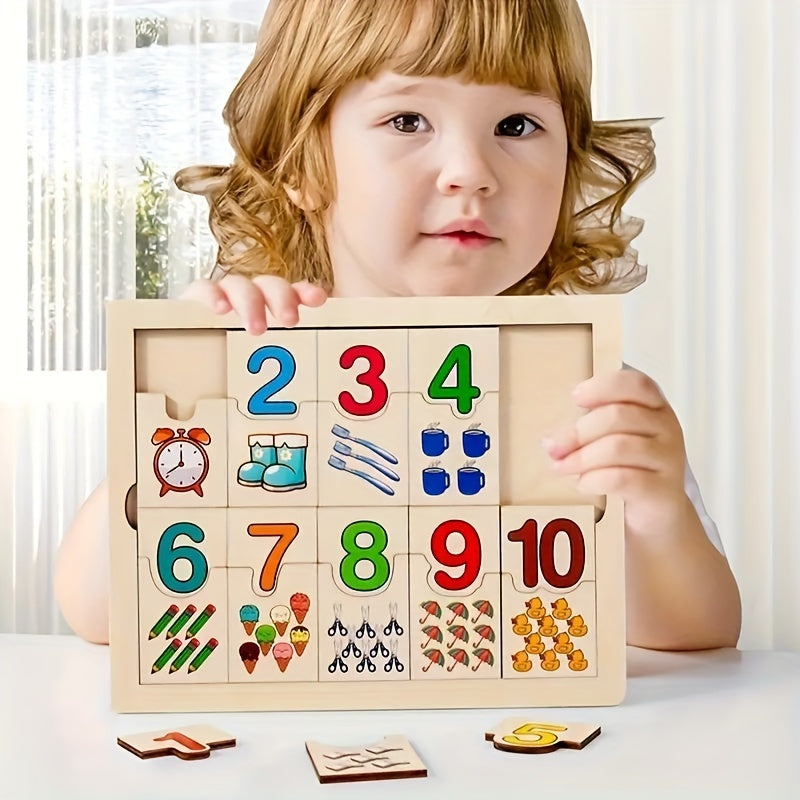 Wooden Number Matching Puzzle Game for Early Math Skills