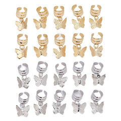 20pcs Hair Beads Spiral Coils Butterfly Dreadlock Braids Rings Clips