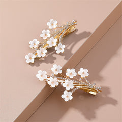 Floral Duck Bill Clips Rhinestones Hair Accessory
