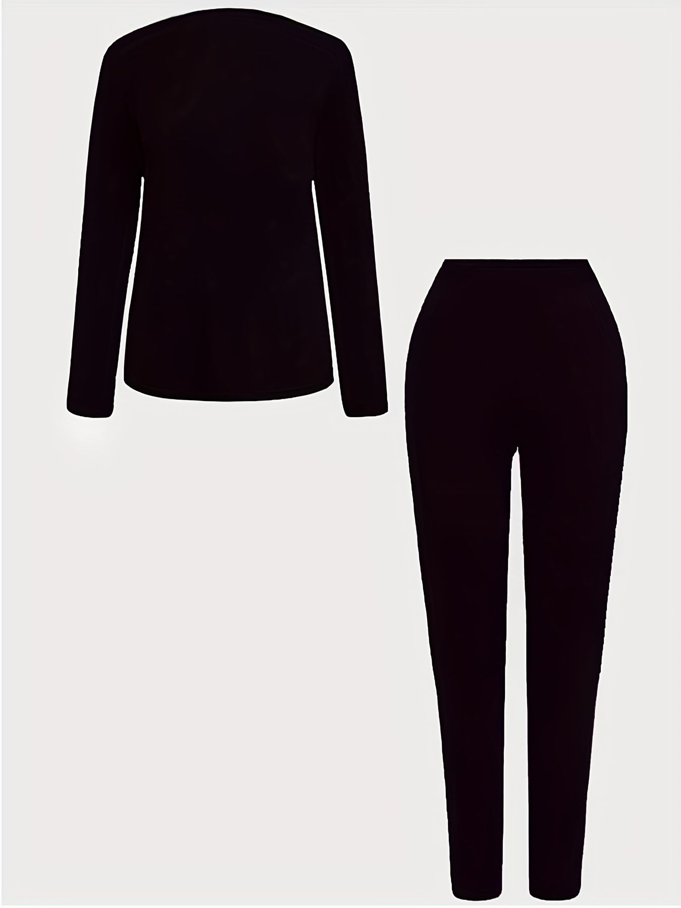 Owl Print Long Sleeve Tee & Skinny Pants Set Women's Casual Outfit