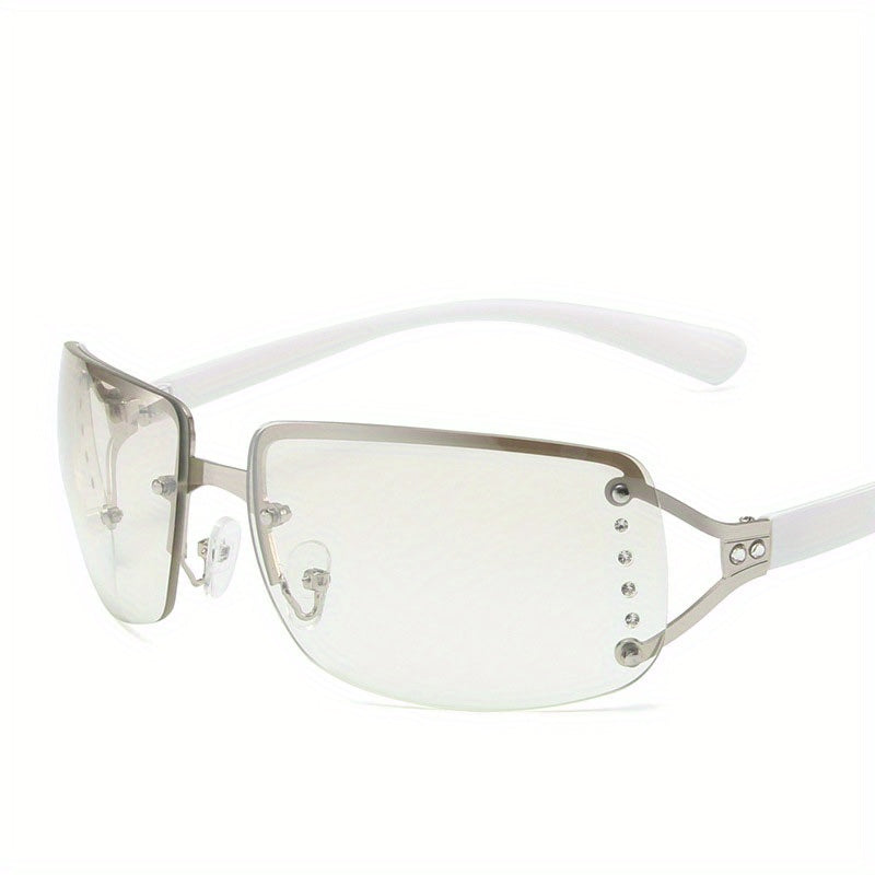 Y2K Wrap Around Sunglasses Gradient Lens Metal Frame UV400