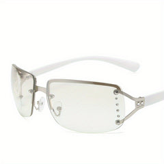Y2K Wrap Around Sunglasses Gradient Lens Metal Frame UV400