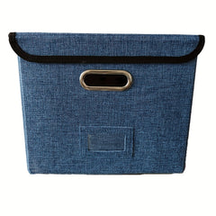 Linen File Box with Lid, Collapsible File Organizer