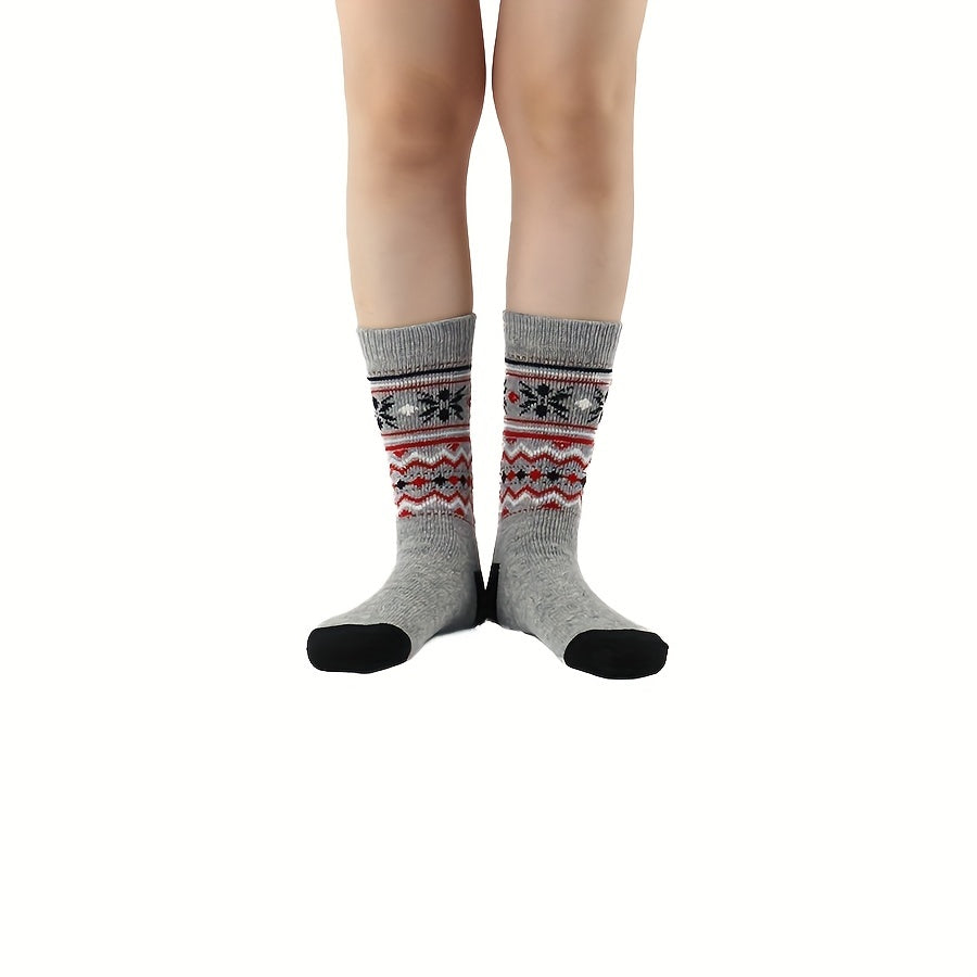 Geometric Pattern Mid Tube Socks Soft Women's Stockings