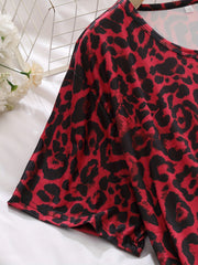  Leopard Print Short Sleeve Nightdress