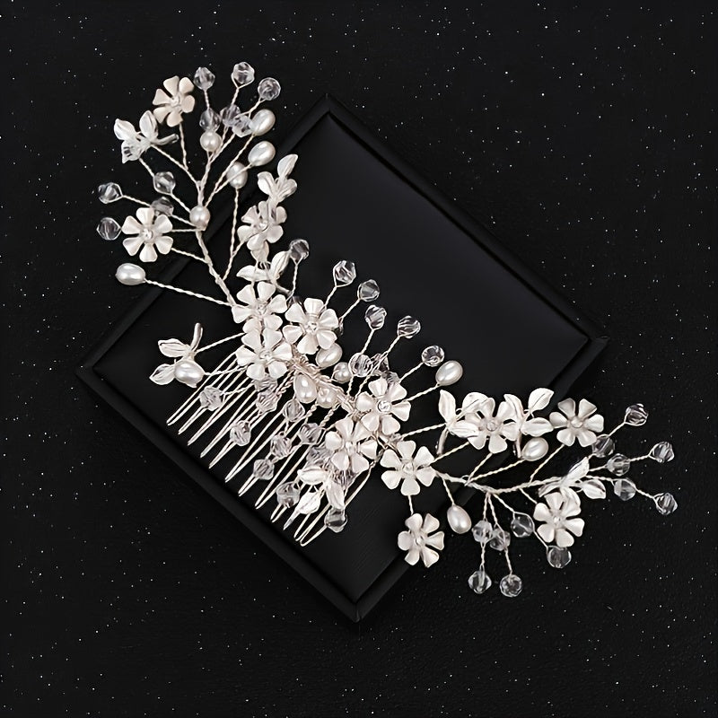 Rhinestone Faux Pearl Hair Comb Wedding Headwear