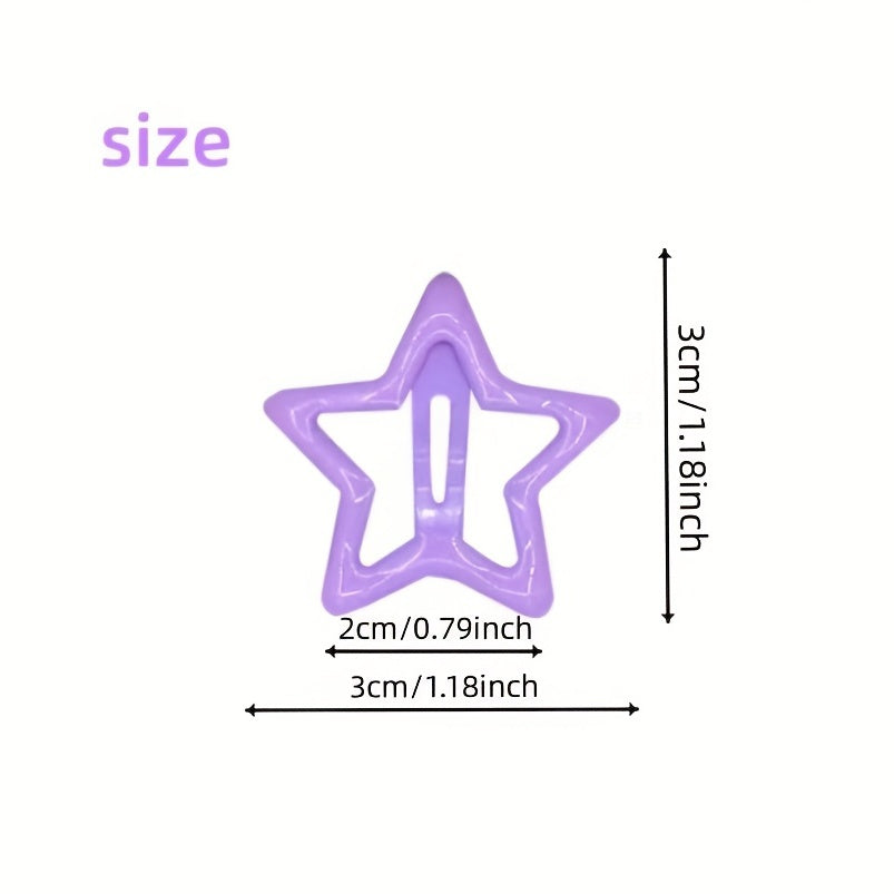 Set of 20 Solid Star Hair Clips for Girls