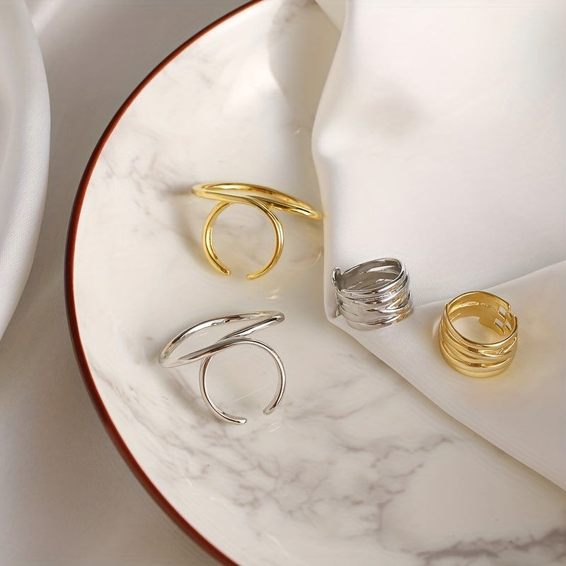 Alloy Metal Geometric Ring Adjustable