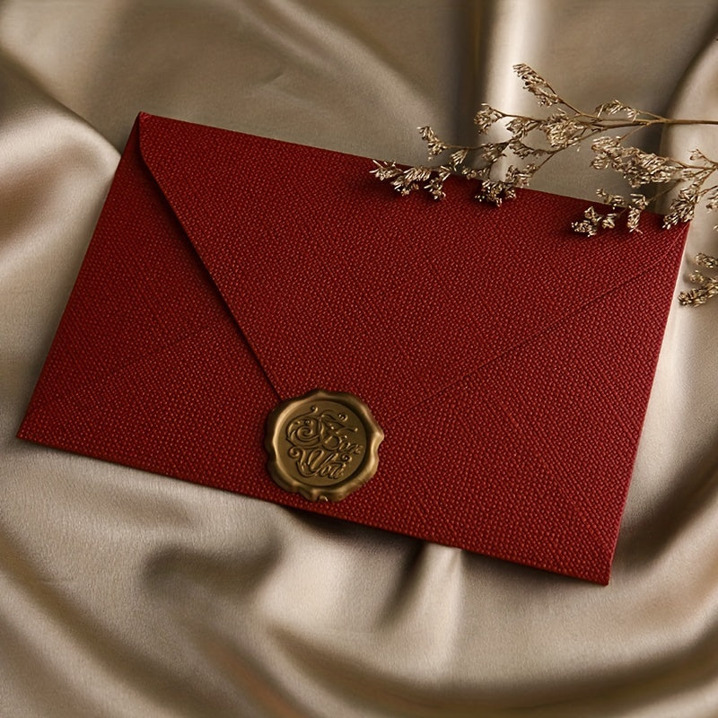 2pcs Linen Textured Paper Envelope Greeting Card Set