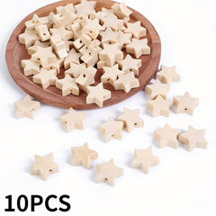 10PCS 19MM Pentagram Wooden Beads DIY Beading Material Children Ornaments