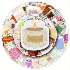 50pcs Scented Candles Fun Stickers Vinyl Decorative Bottles Hats Bicycles