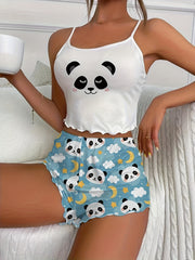 Panda Print Pajama Set Women's Sleepwear & Loungewear