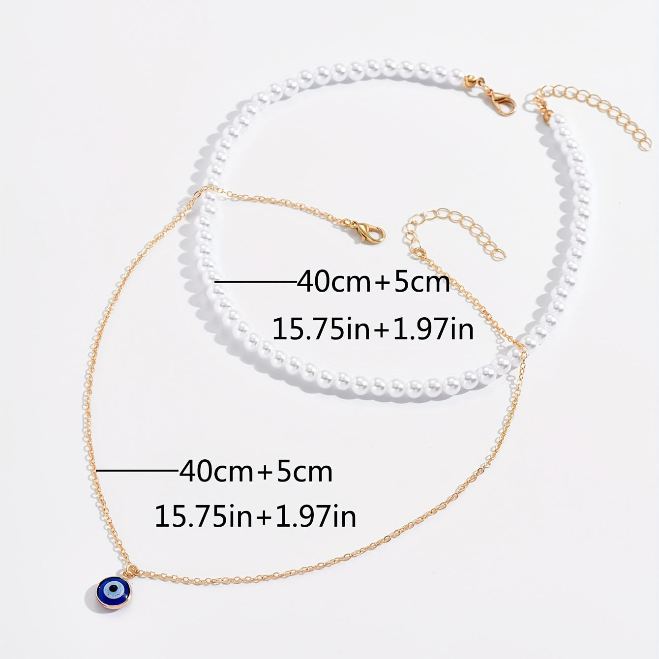 Bohemian Evil Eye Faux Pearl Necklace Collar