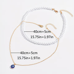 Bohemian Evil Eye Faux Pearl Necklace Collar