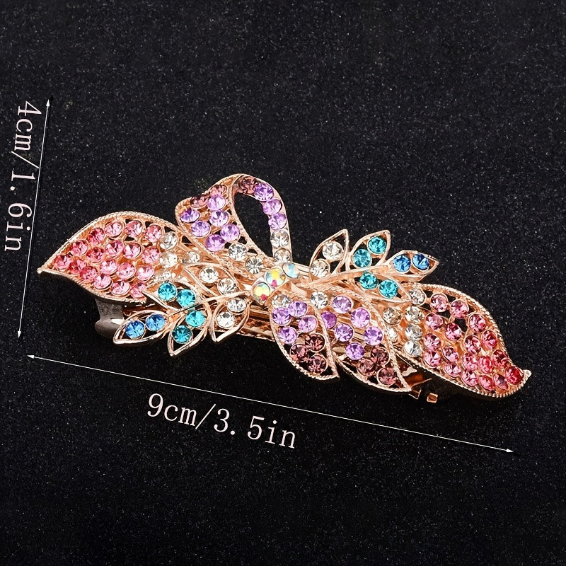 Rhinestone Butterfly Hair Clip Flower Barrette Hairpin