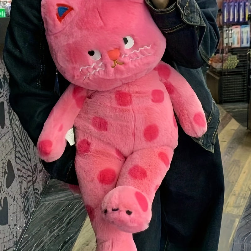 Pink Polka Dot Cat Plush Toy Big Cat Doll Pillow Gift Year Present Room Decor