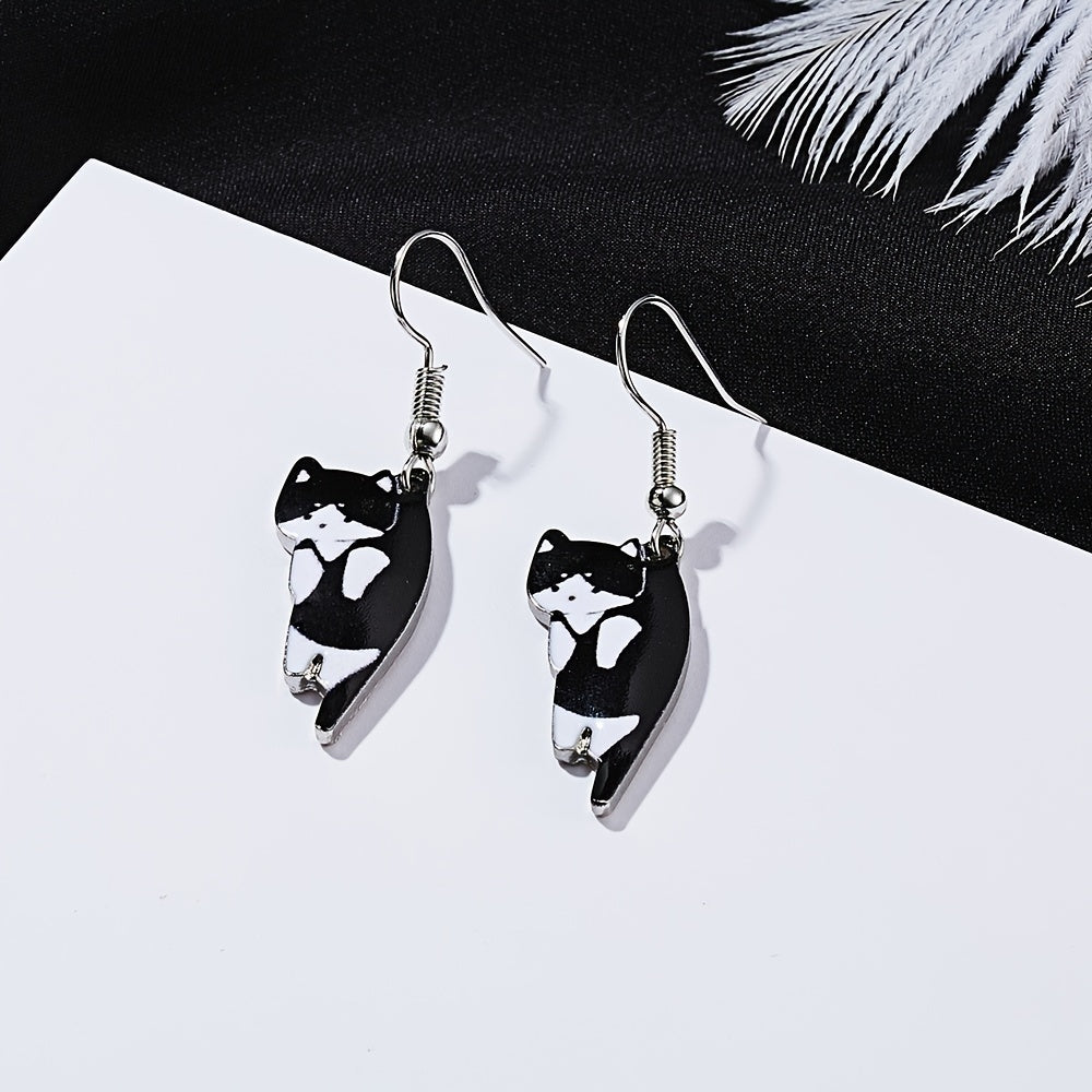 Cartoon Kitten Pendant Earrings Women's Jewelry 5 Colors