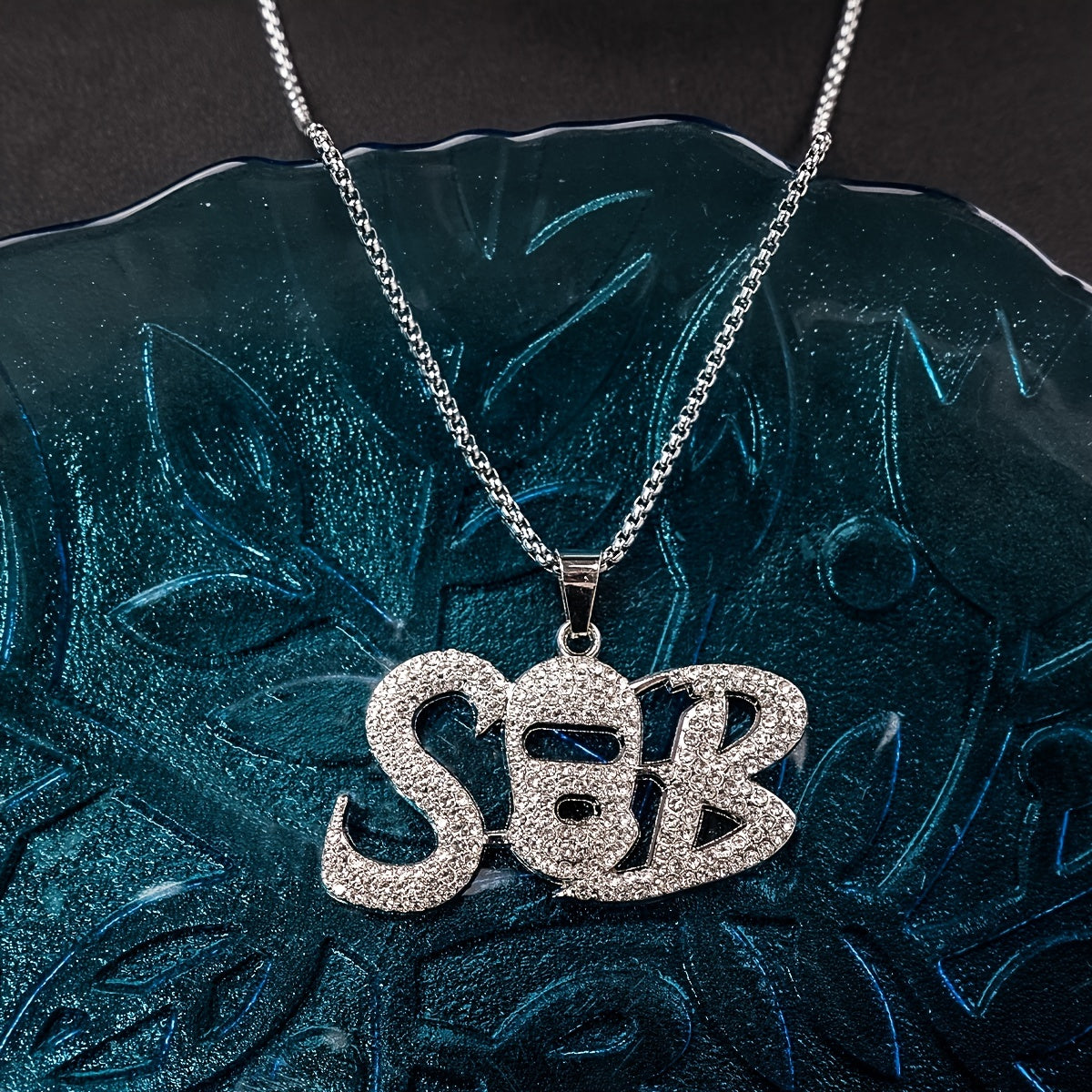 Punk Hip Hop Silver Rhinestone Letter Necklace