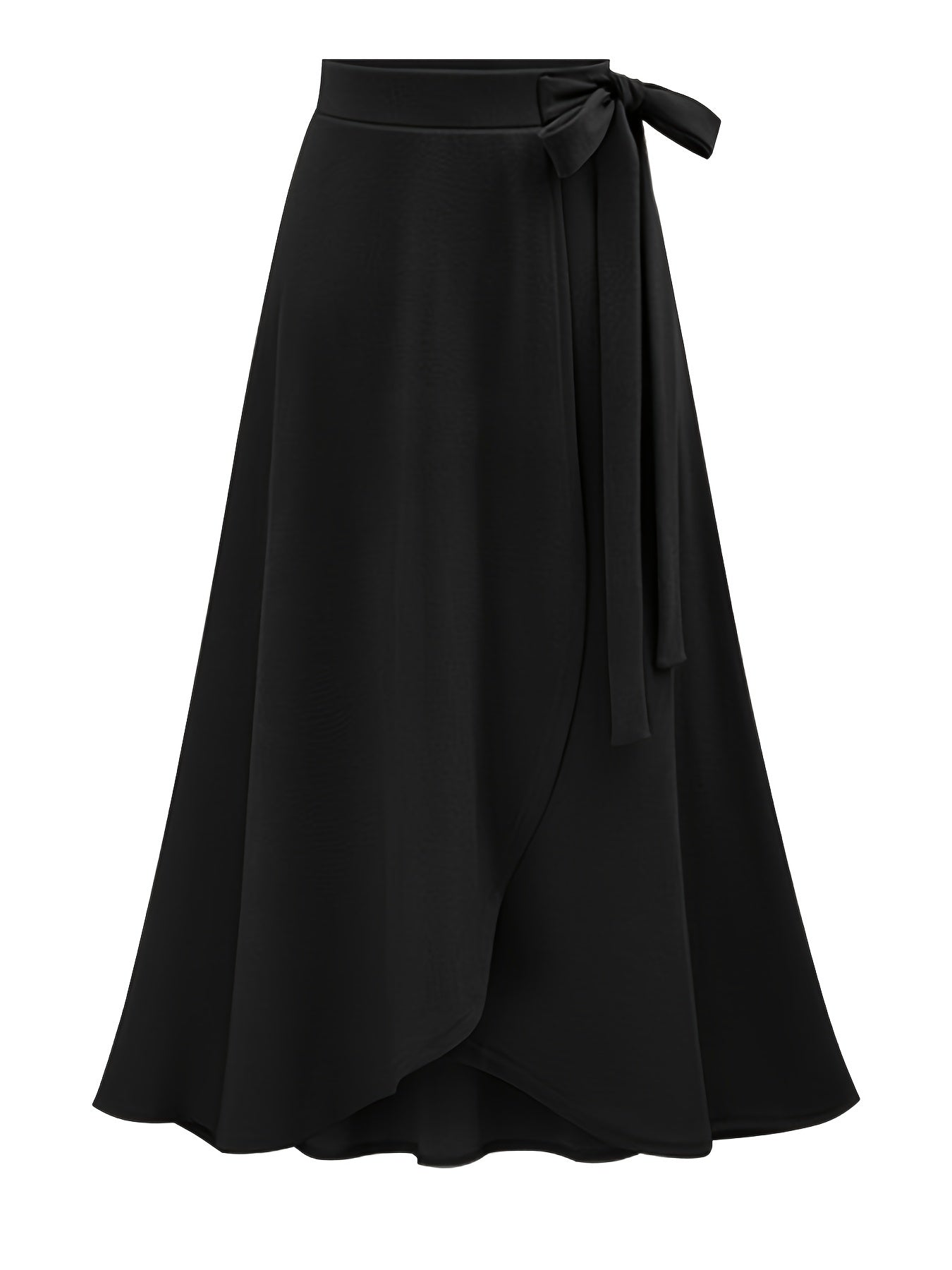  Solid Side Knot Layered Maxi Skirt with Slight Stretch