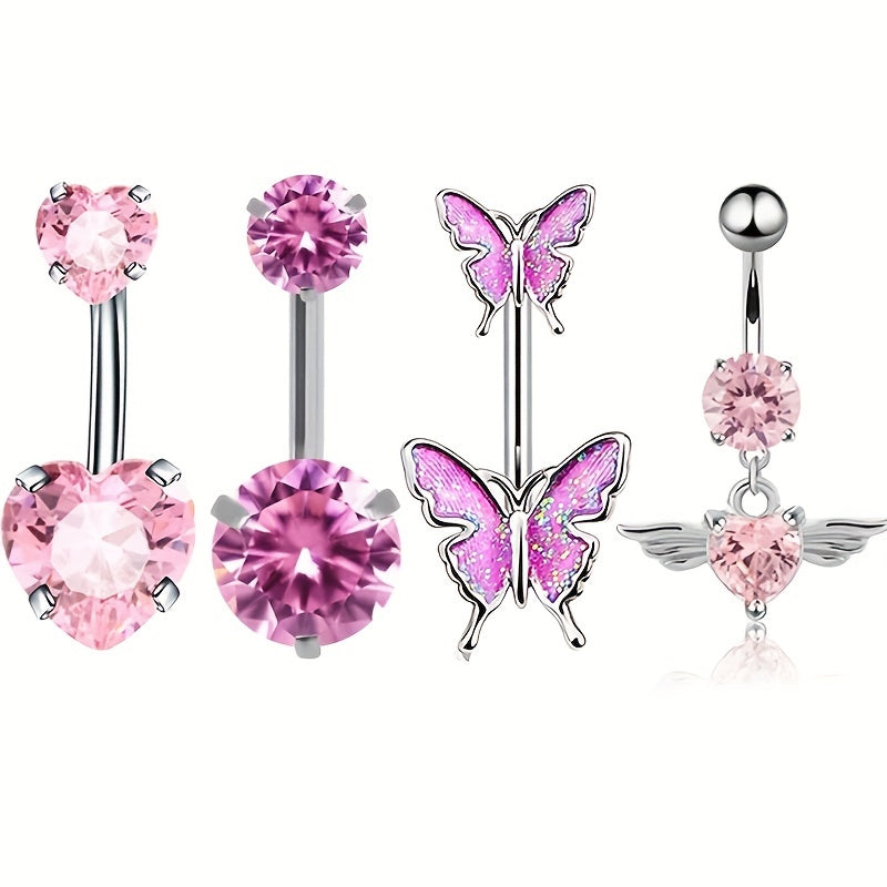 4PC Bee Navel Bar Pack Cz Belly Ring Set Women Belly Button Piercing