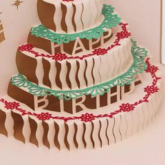 Colorful 3D Birthday Cake Card With Handwritten Blessing Message