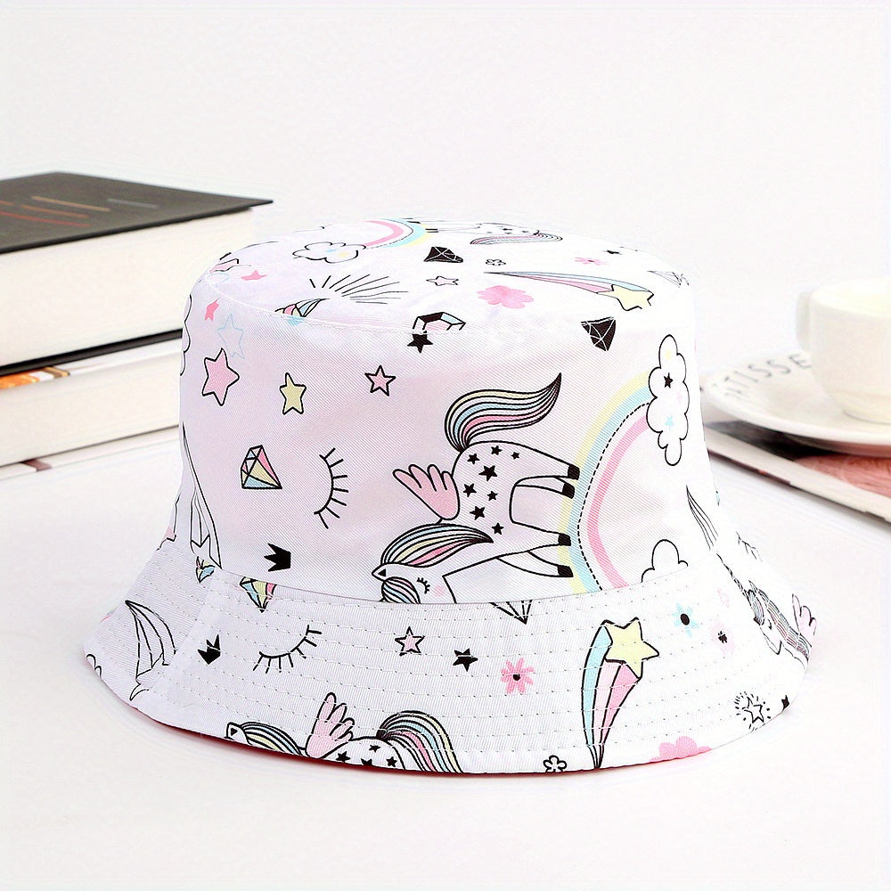 Unisex Rainbow Pony Bucket Hat for Outdoor Sport