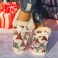 Women's Christmas Red Hat & Dwarf Cartoon Pattern Non slip Round Toe Sneakers