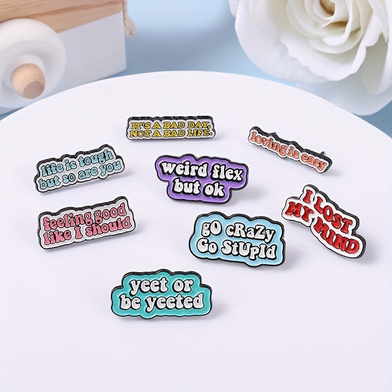 Funny Quote Enamel Pins Badges Letters Dialog Bag Brooches Cartoon Lapel Pin