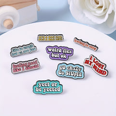 Funny Quote Enamel Pins Badges Letters Dialog Bag Brooches Cartoon Lapel Pin