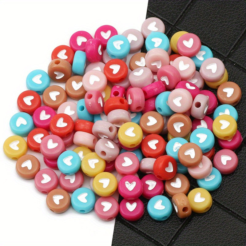 100pcs Mixed Acrylic Heart Letter Beads for DIY Jewelry Making