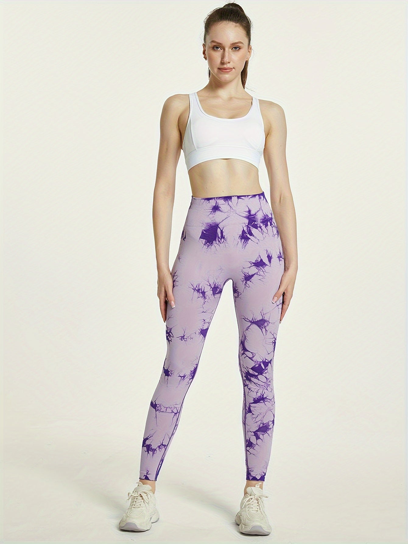 Purple Tie Dye Yoga Pants High Waisted Activewear