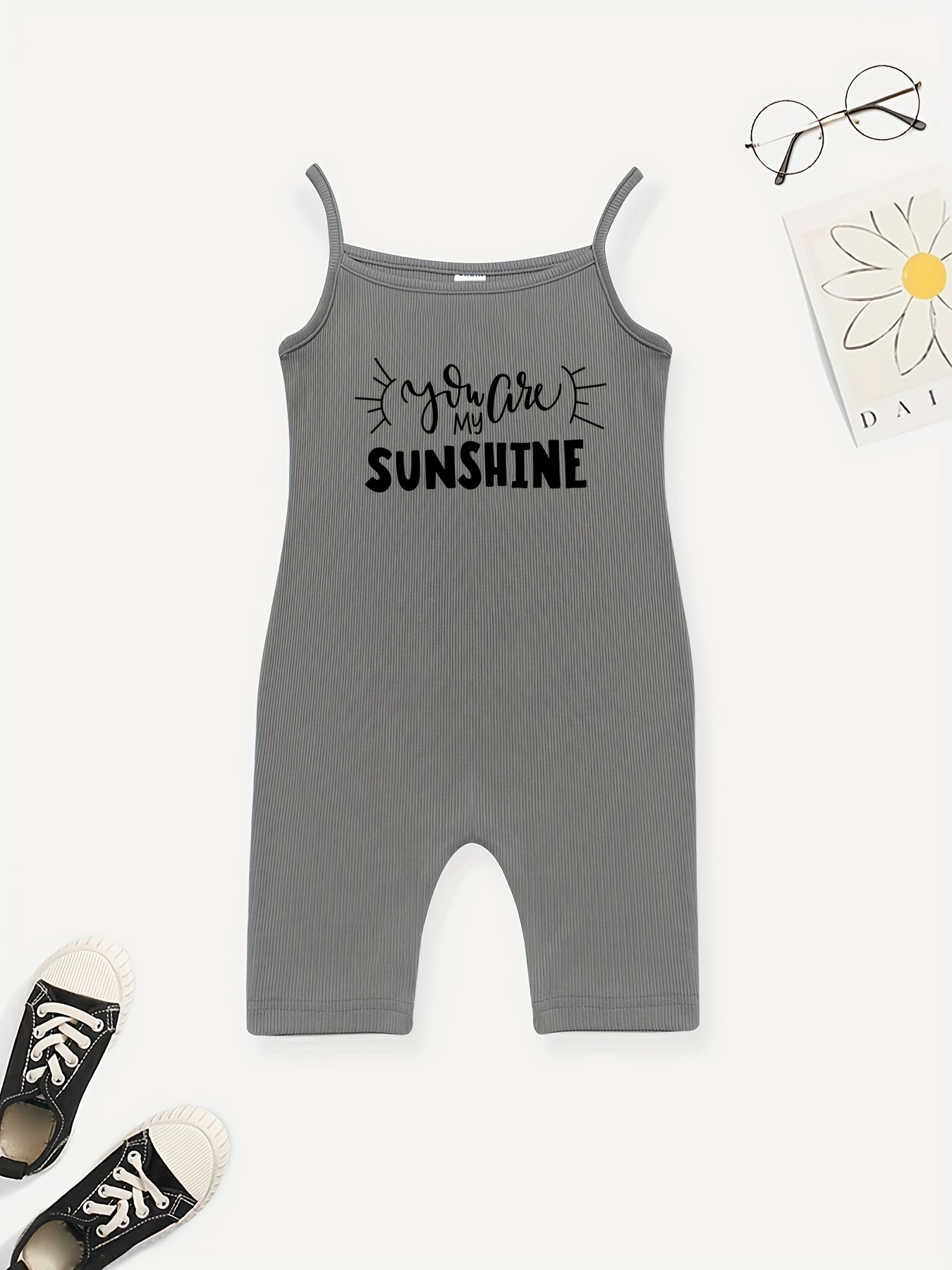 Toddler Girls Letter SUNSHINE Cami Rompers Kids Summer Clothes