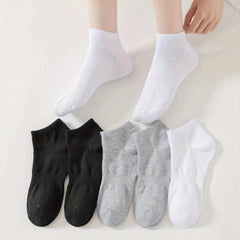 6 Pairs Solid Sports Socks for Women