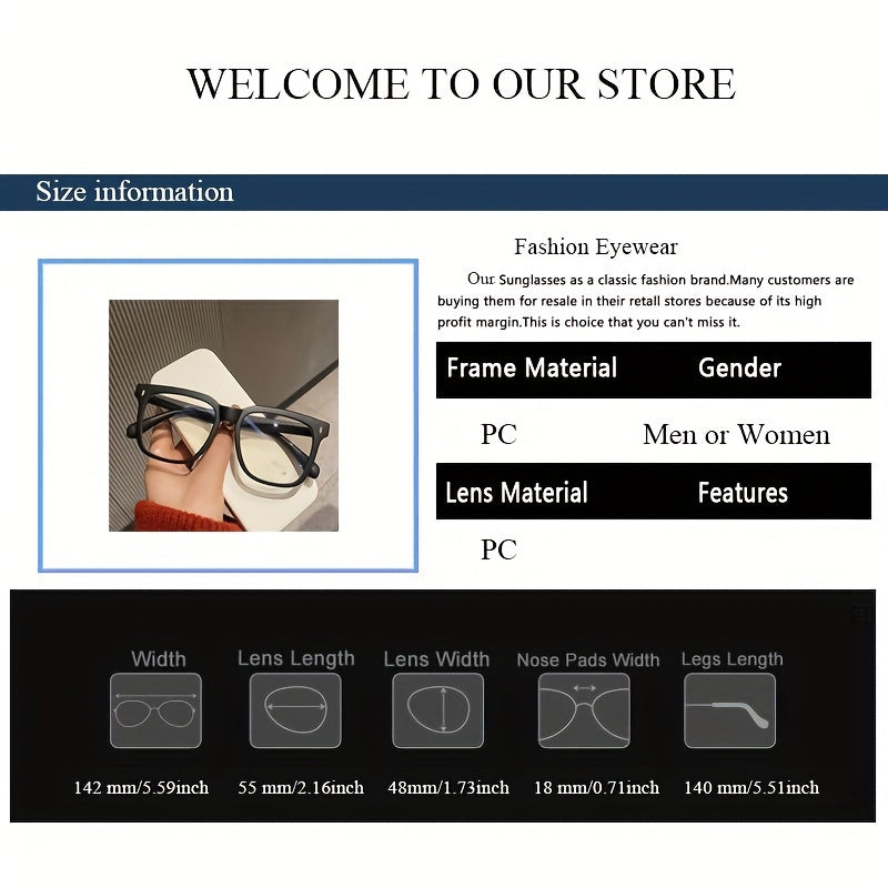 Matte Square Clear Lens Light Blocking Glasses for Men Women