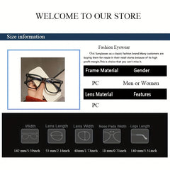 Matte Square Clear Lens Light Blocking Glasses for Men Women