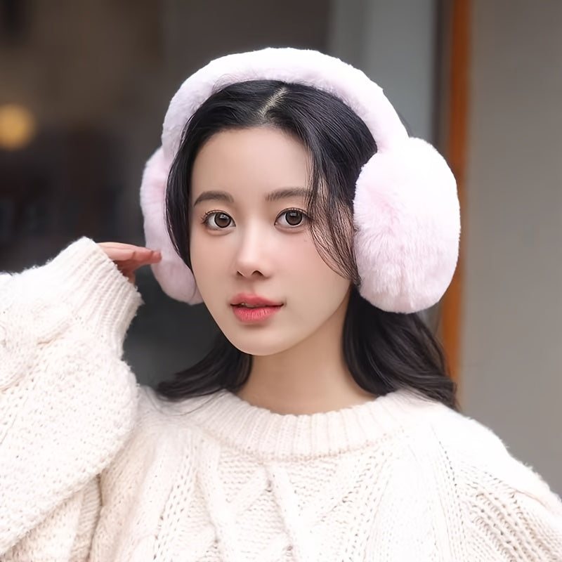 2pcs Soft Winter Fur Earmuffs Foldable Portable Storage