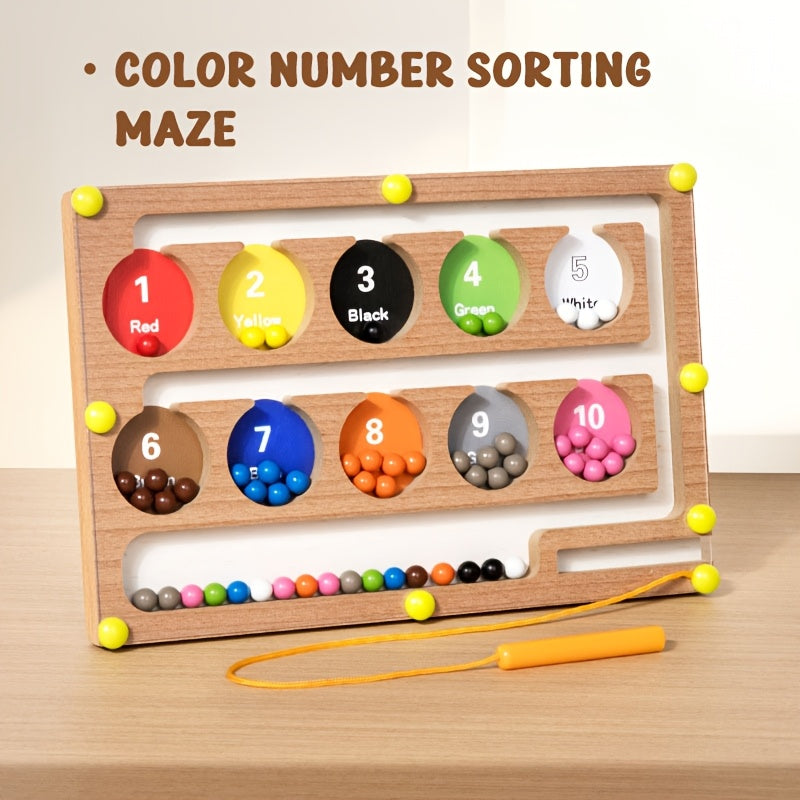 Wooden Magnetic Maze Beads Toys Logical Thinking Training Gift