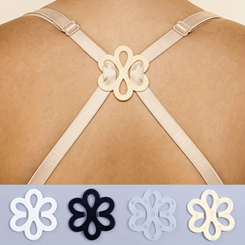 4pcs Flower Bra Strap Clips Non-slip Buckle Women's Lingerie Accessories