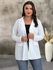  Solid Long Sleeve Button Blazer