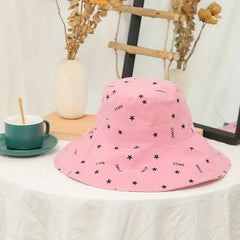 Star Print Bucket Hat Wide Brim Sunshade UV Protection Casual Travel Beach Hats