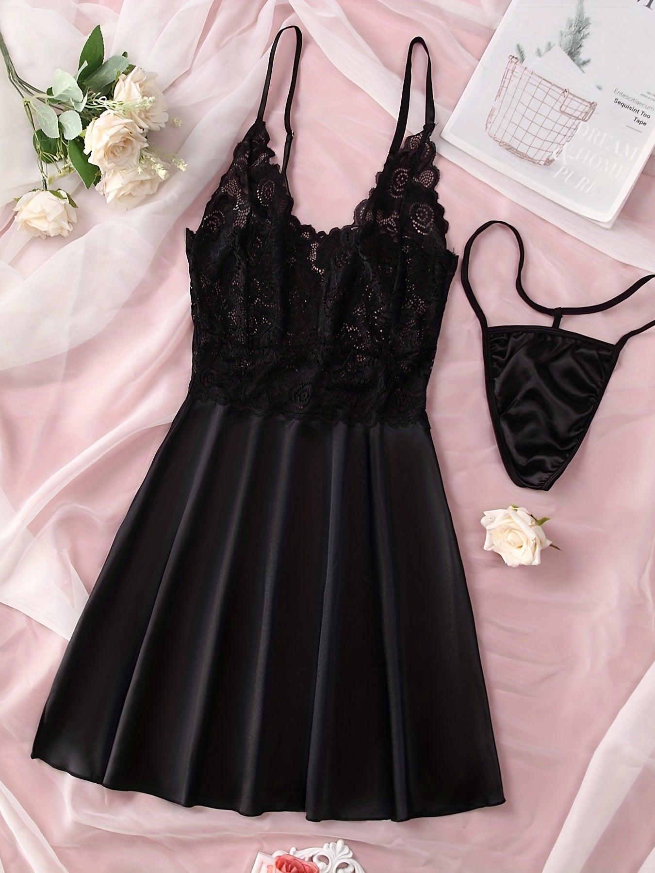 Lace Slip Nightdress Sexy V Backless Sleep Dress Women's Sleepwear