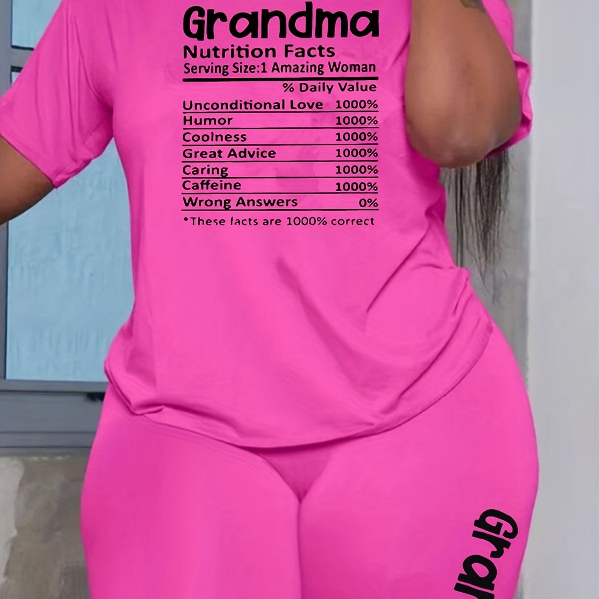 Women's Plus Size Letter Print Tee & Shorts Set