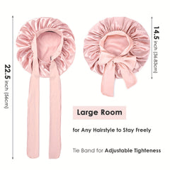 Adjustable Satin Silk Bonnet For Sleeping Hair with Tie Band