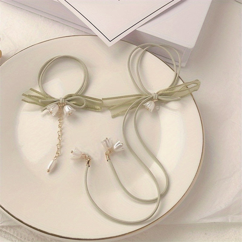 Elastic Bell Orchid Hair Tie Ribbon Hair Accessories